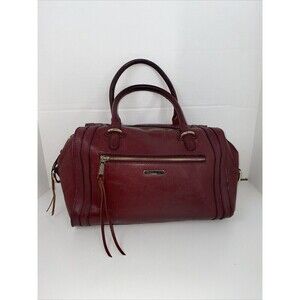 REBECCA MINKOFF  Leather Satchel Tote Purse Double Handles Fringe  Zippers